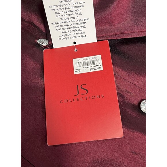JS Collections Evening Top Jacket Blazer Rhinestone Buttons shiny metallic Sz 16 - Picture 10 of 14